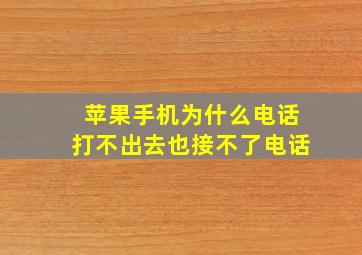 苹果手机为什么电话打不出去也接不了电话