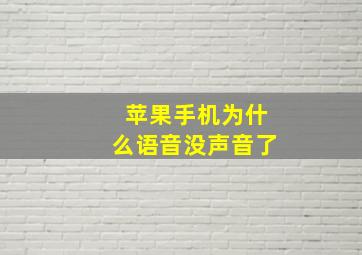 苹果手机为什么语音没声音了