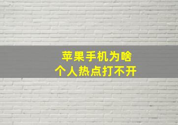 苹果手机为啥个人热点打不开