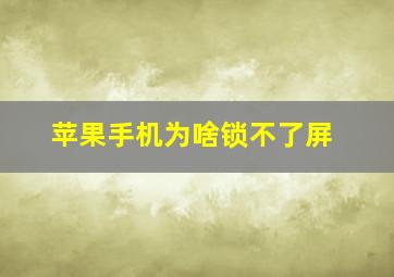 苹果手机为啥锁不了屏