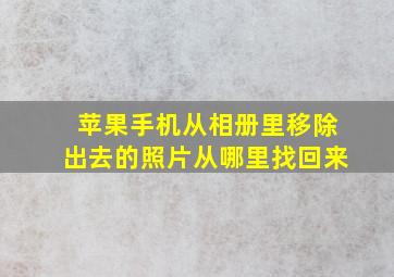 苹果手机从相册里移除出去的照片从哪里找回来