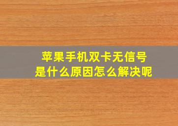 苹果手机双卡无信号是什么原因怎么解决呢