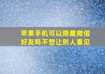 苹果手机可以隐藏微信好友吗不想让别人看见