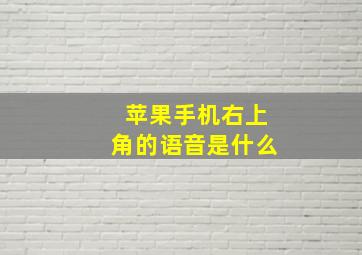 苹果手机右上角的语音是什么