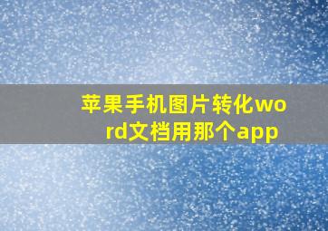 苹果手机图片转化word文档用那个app