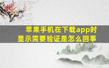 苹果手机在下载app时显示需要验证是怎么回事