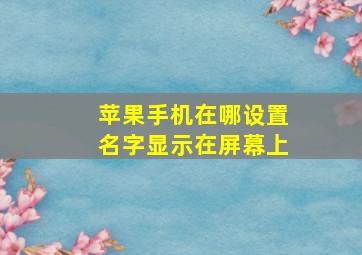 苹果手机在哪设置名字显示在屏幕上