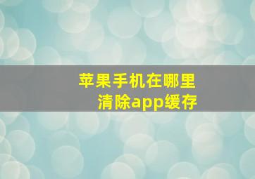 苹果手机在哪里清除app缓存