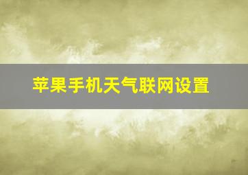 苹果手机天气联网设置