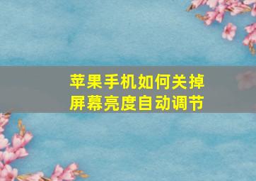 苹果手机如何关掉屏幕亮度自动调节