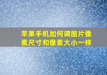 苹果手机如何调图片像素尺寸和像素大小一样