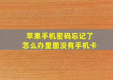 苹果手机密码忘记了怎么办里面没有手机卡