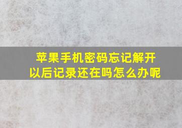 苹果手机密码忘记解开以后记录还在吗怎么办呢