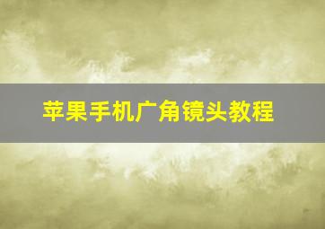 苹果手机广角镜头教程