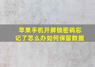 苹果手机开屏锁密码忘记了怎么办如何保留数据