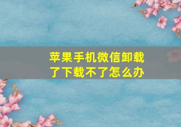 苹果手机微信卸载了下载不了怎么办