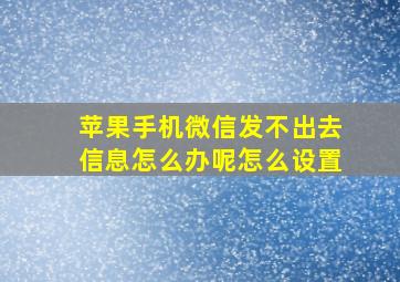 苹果手机微信发不出去信息怎么办呢怎么设置