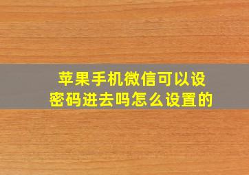 苹果手机微信可以设密码进去吗怎么设置的