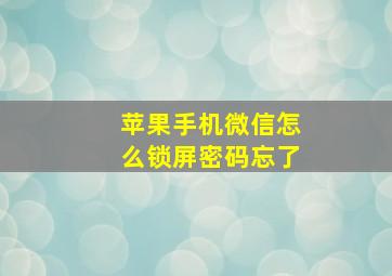 苹果手机微信怎么锁屏密码忘了