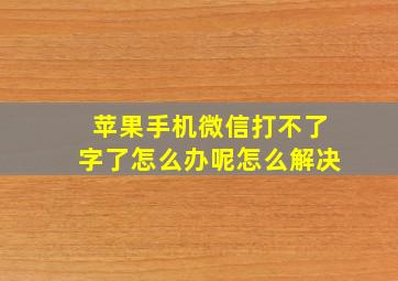 苹果手机微信打不了字了怎么办呢怎么解决