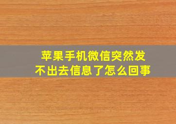 苹果手机微信突然发不出去信息了怎么回事