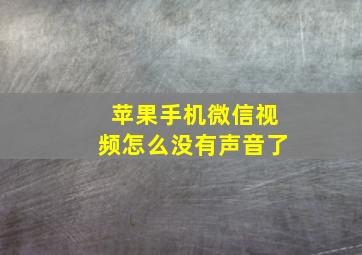 苹果手机微信视频怎么没有声音了