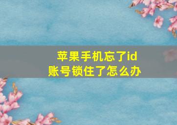 苹果手机忘了id账号锁住了怎么办