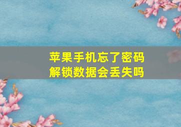 苹果手机忘了密码解锁数据会丢失吗