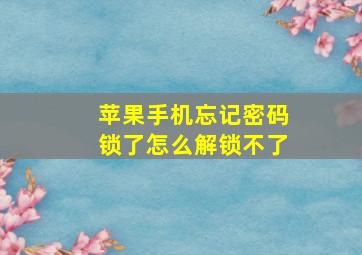 苹果手机忘记密码锁了怎么解锁不了