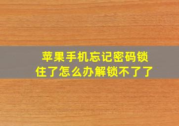 苹果手机忘记密码锁住了怎么办解锁不了了