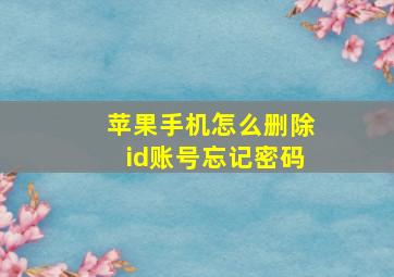 苹果手机怎么删除id账号忘记密码