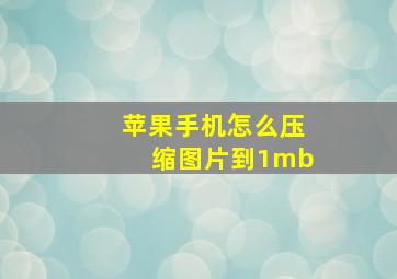 苹果手机怎么压缩图片到1mb