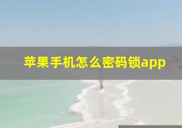 苹果手机怎么密码锁app