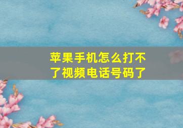 苹果手机怎么打不了视频电话号码了