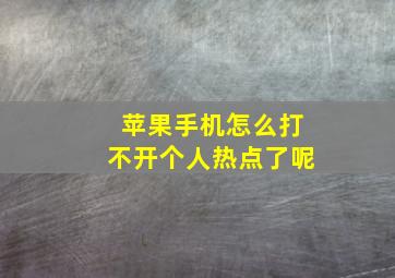 苹果手机怎么打不开个人热点了呢