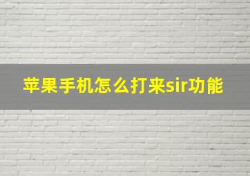 苹果手机怎么打来sir功能