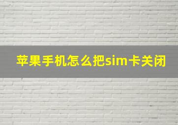 苹果手机怎么把sim卡关闭