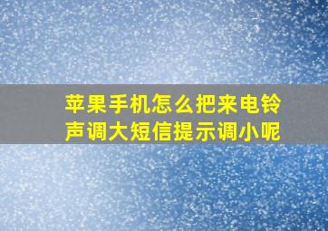 苹果手机怎么把来电铃声调大短信提示调小呢