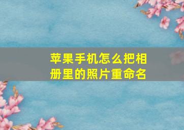 苹果手机怎么把相册里的照片重命名