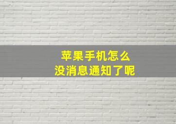 苹果手机怎么没消息通知了呢