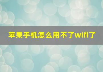 苹果手机怎么用不了wifi了