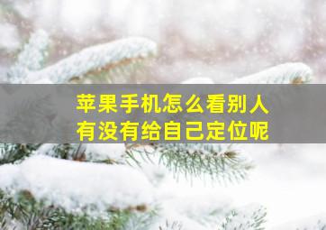 苹果手机怎么看别人有没有给自己定位呢