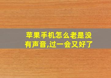 苹果手机怎么老是没有声音,过一会又好了