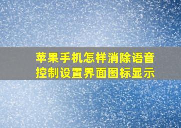 苹果手机怎样消除语音控制设置界面图标显示