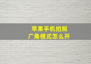 苹果手机拍照广角模式怎么开