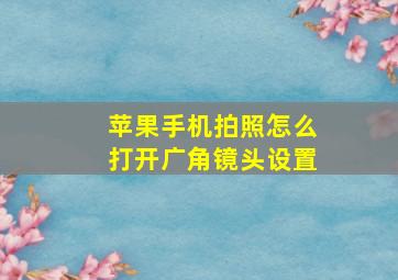 苹果手机拍照怎么打开广角镜头设置