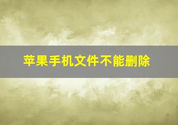 苹果手机文件不能删除