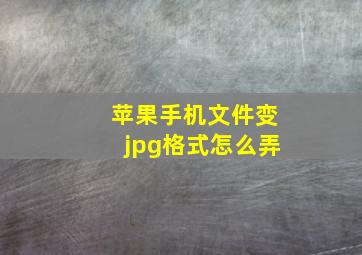 苹果手机文件变jpg格式怎么弄