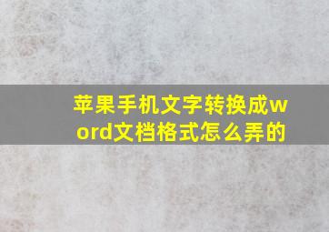 苹果手机文字转换成word文档格式怎么弄的