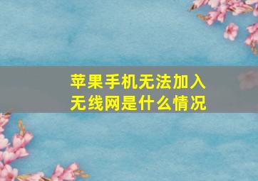 苹果手机无法加入无线网是什么情况